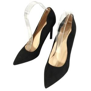 NWOT-1 SHOW! NINE WEST! TYLA BLACK GENUINE SUEDE LEATHER SHELL CUT HEELS! SZ 7M